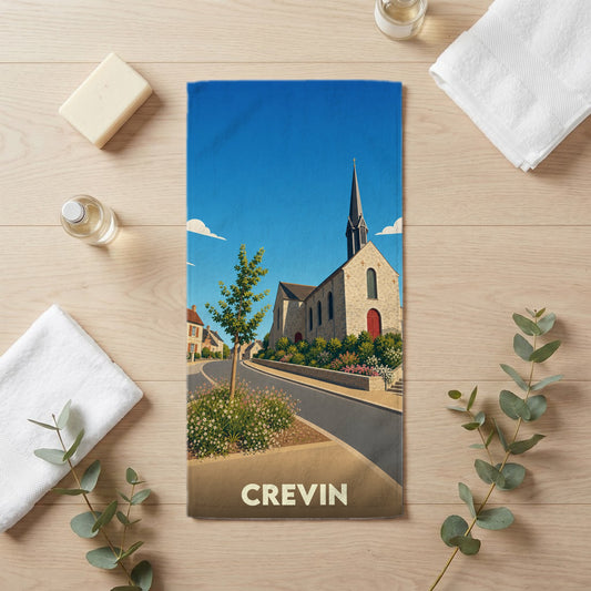 Serviette de bain 30 cm x 60 cm souvenir de Crevin