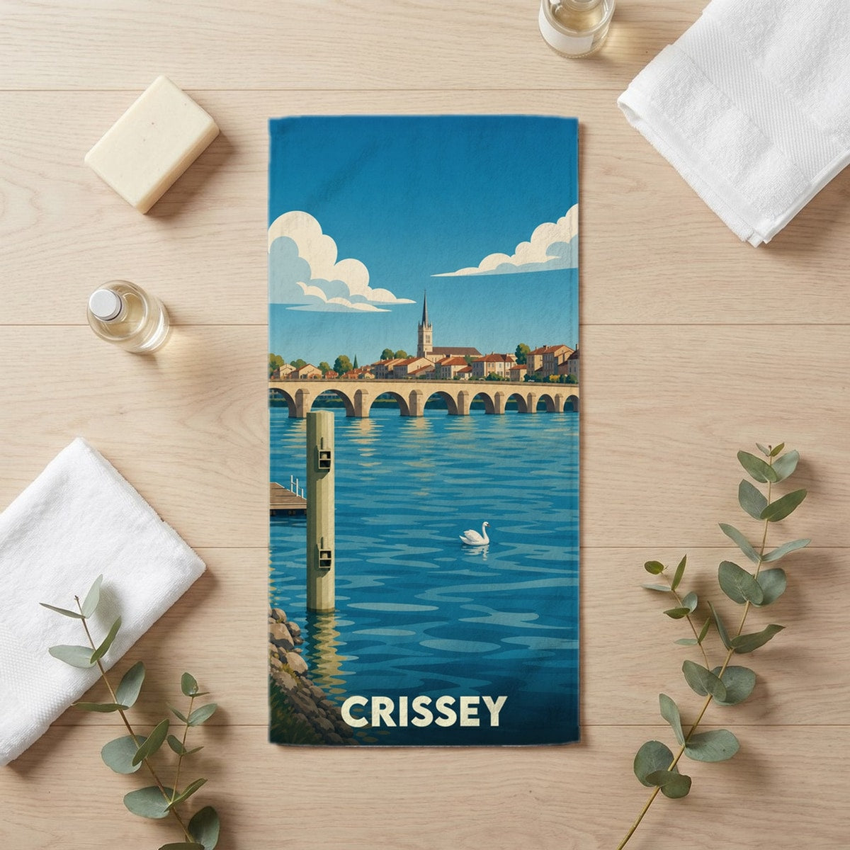 Serviette de bain 30 cm x 60 cm souvenir de Crissey