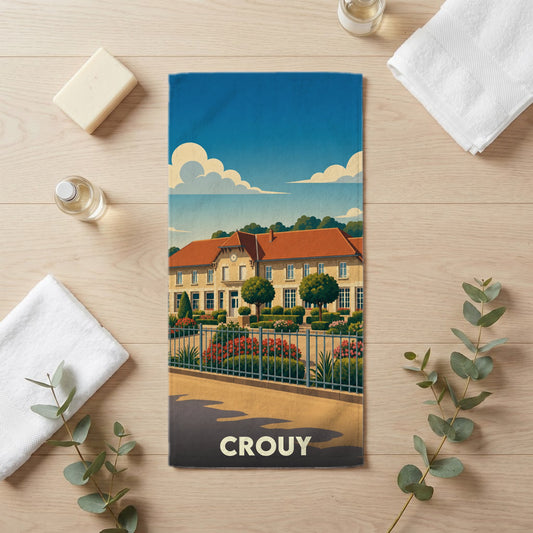 Serviette de bain 30 cm x 60 cm souvenir de Crouy