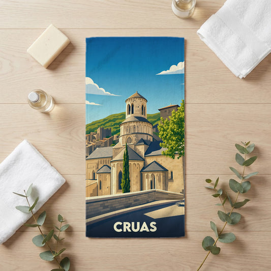 Serviette de bain 30 cm x 60 cm souvenir de Cruas