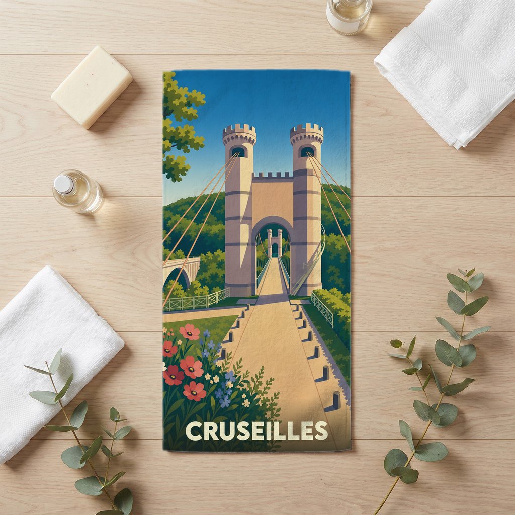 Serviette de bain 30 cm x 60 cm souvenir de Cruseilles