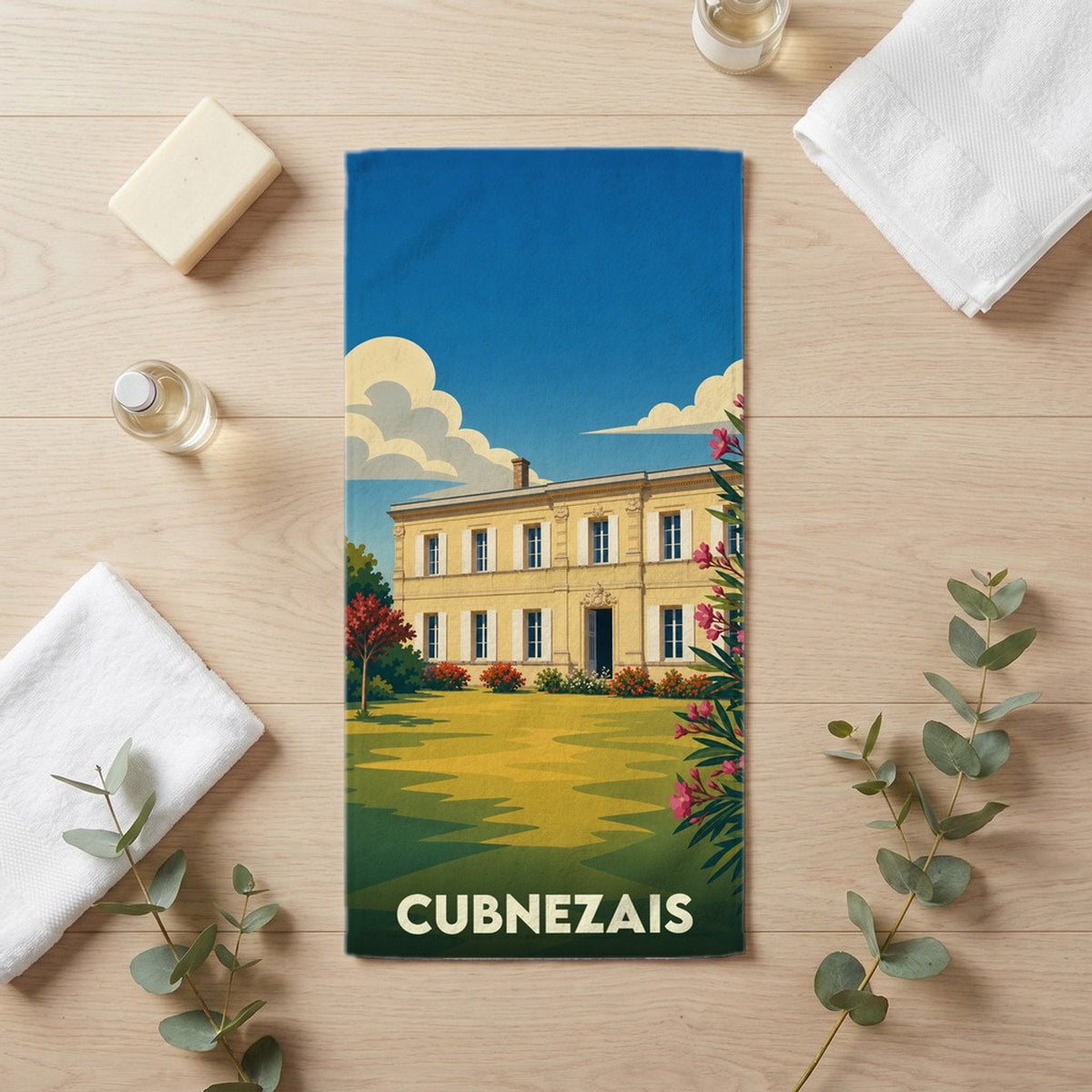 Serviette de bain 30 cm x 60 cm souvenir de Cubnezais