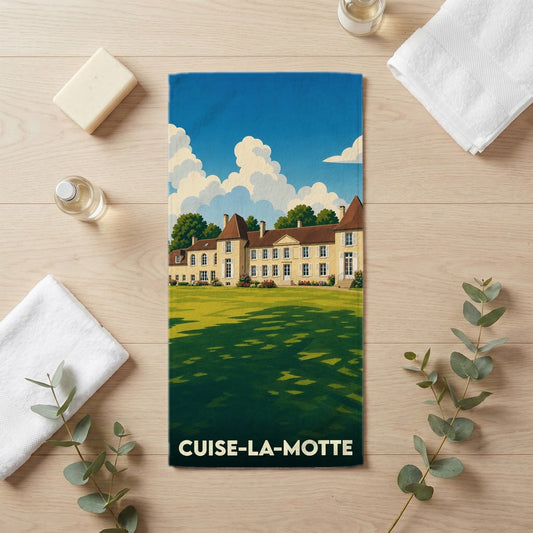 Serviette de bain 30 cm x 60 cm souvenir de Cuise-la-Motte