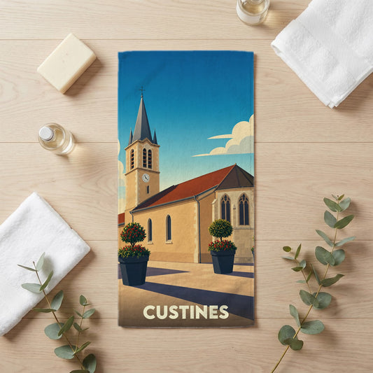 Serviette de bain 30 cm x 60 cm souvenir de Custines