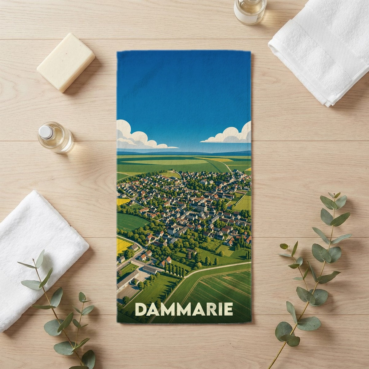 Serviette de bain 30 cm x 60 cm souvenir de Dammarie