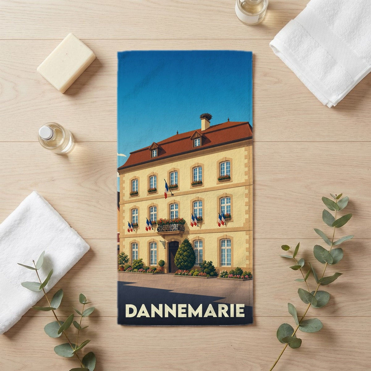 Serviette de bain 30 cm x 60 cm souvenir de Dannemarie