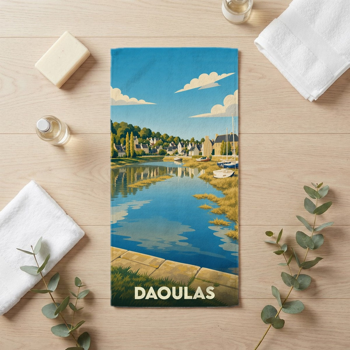 Serviette de bain 30 cm x 60 cm souvenir de Daoulas