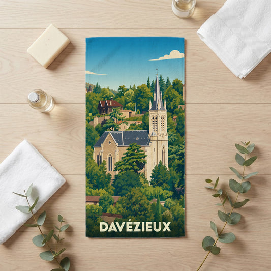 Serviette de bain 30 cm x 60 cm souvenir de Davézieux