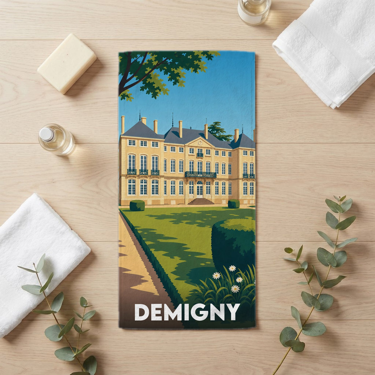 Serviette de bain 30 cm x 60 cm souvenir de Demigny