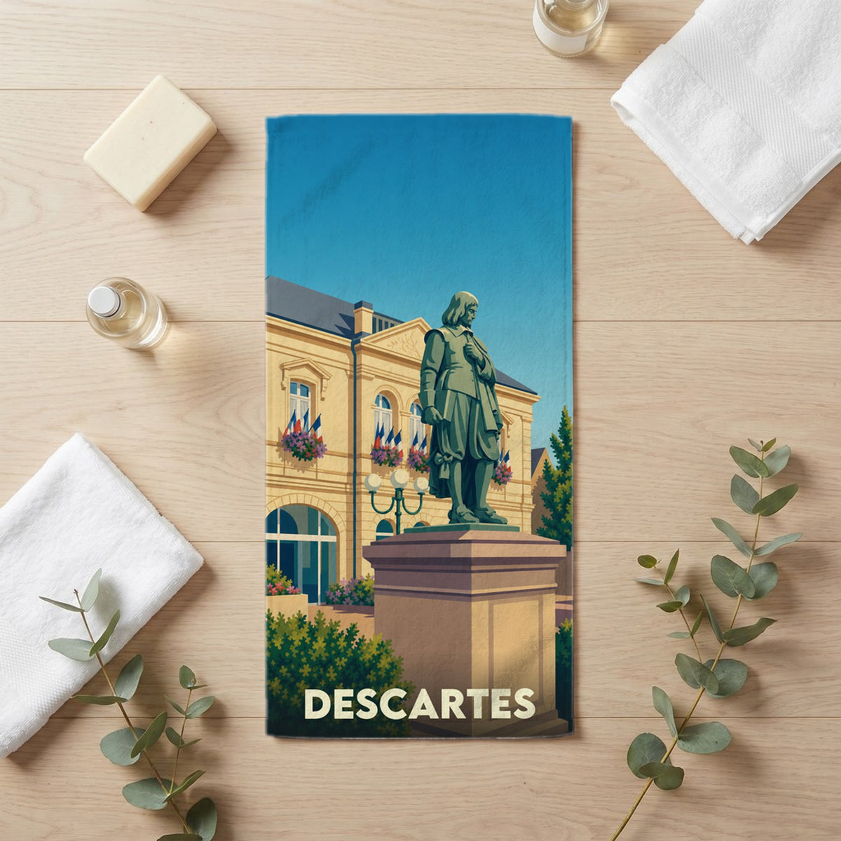 Serviette de bain 30 cm x 60 cm souvenir de Descartes