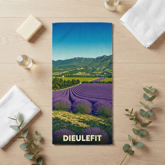 Serviette de bain 30 cm x 60 cm souvenir de Dieulefit