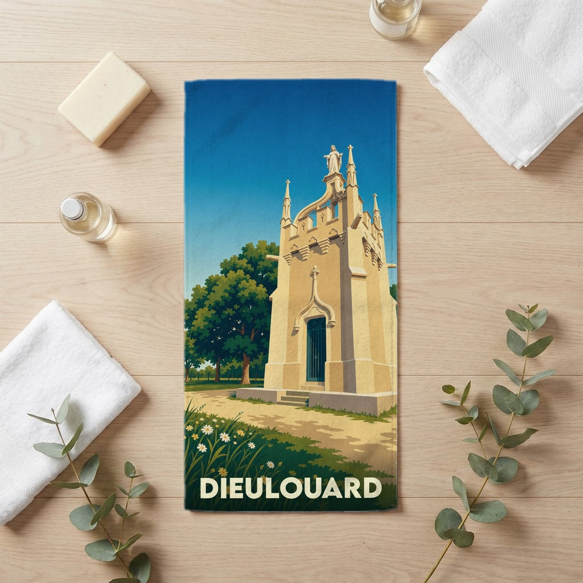 Serviette de bain 30 cm x 60 cm souvenir de Dieulouard