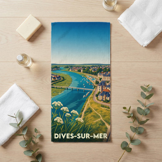 Serviette de bain 30 cm x 60 cm souvenir de Dives-sur-Mer