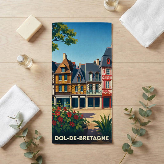 Serviette de bain 30 cm x 60 cm souvenir de Dol-de-Bretagne