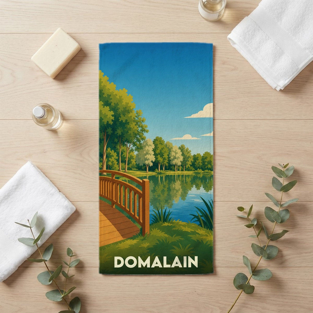 Serviette de bain 30 cm x 60 cm souvenir de Domalain