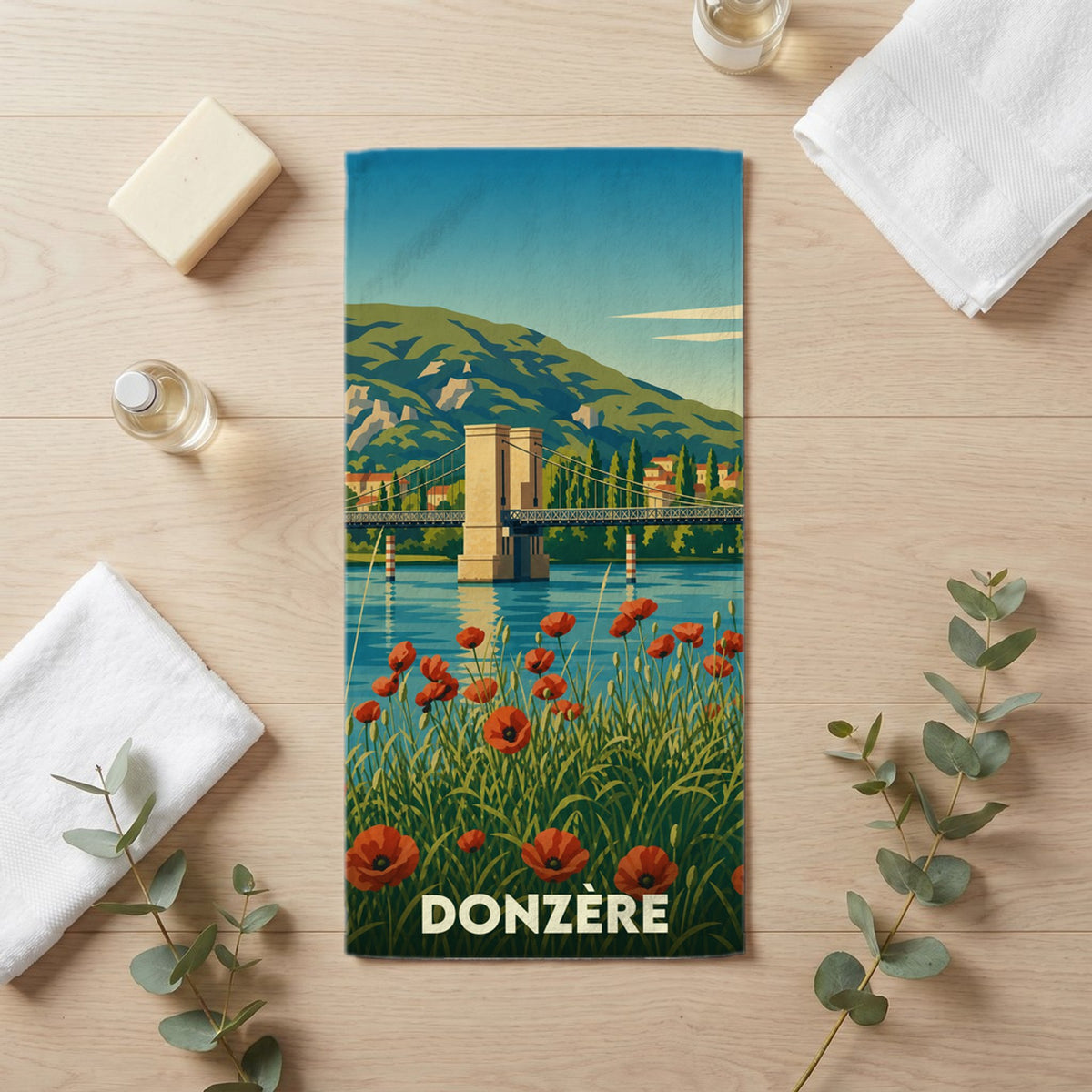Serviette de bain 30 cm x 60 cm souvenir de Donzère
