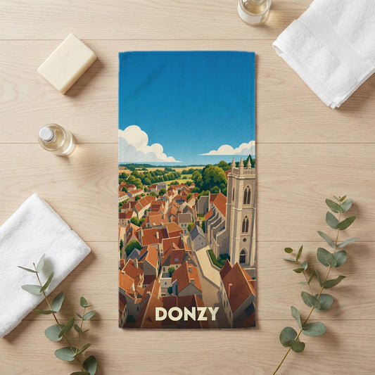 Serviette de bain 30 cm x 60 cm souvenir de Donzy