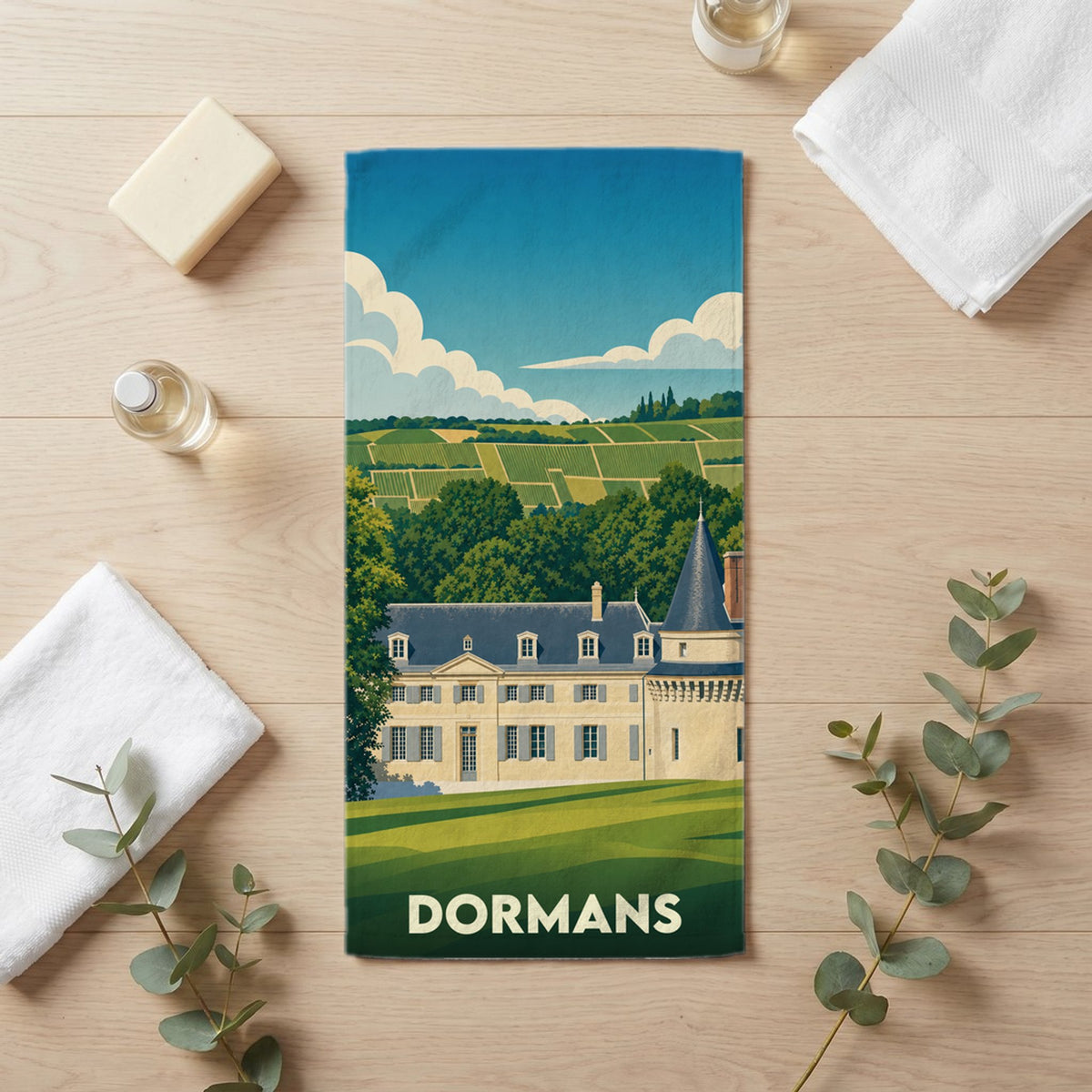 Serviette de bain 30 cm x 60 cm souvenir de Dormans
