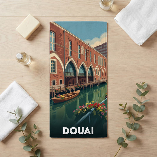 Serviette de bain 30 cm x 60 cm souvenir de Douai