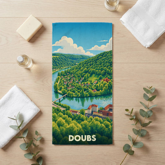 Serviette de bain 30 cm x 60 cm souvenir de Doubs
