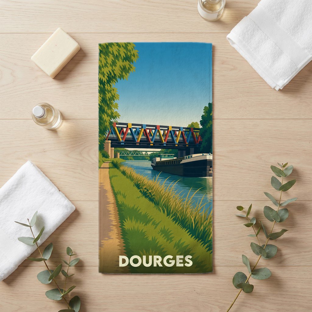 Serviette de bain 30 cm x 60 cm souvenir de Dourges