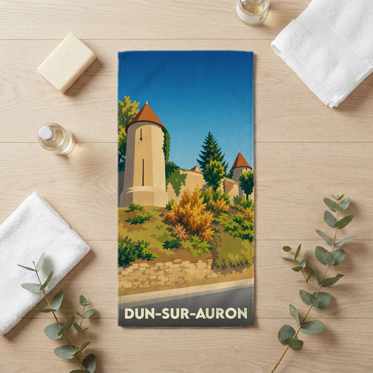 Serviette de bain 30 cm x 60 cm souvenir de Dun-sur-Auron