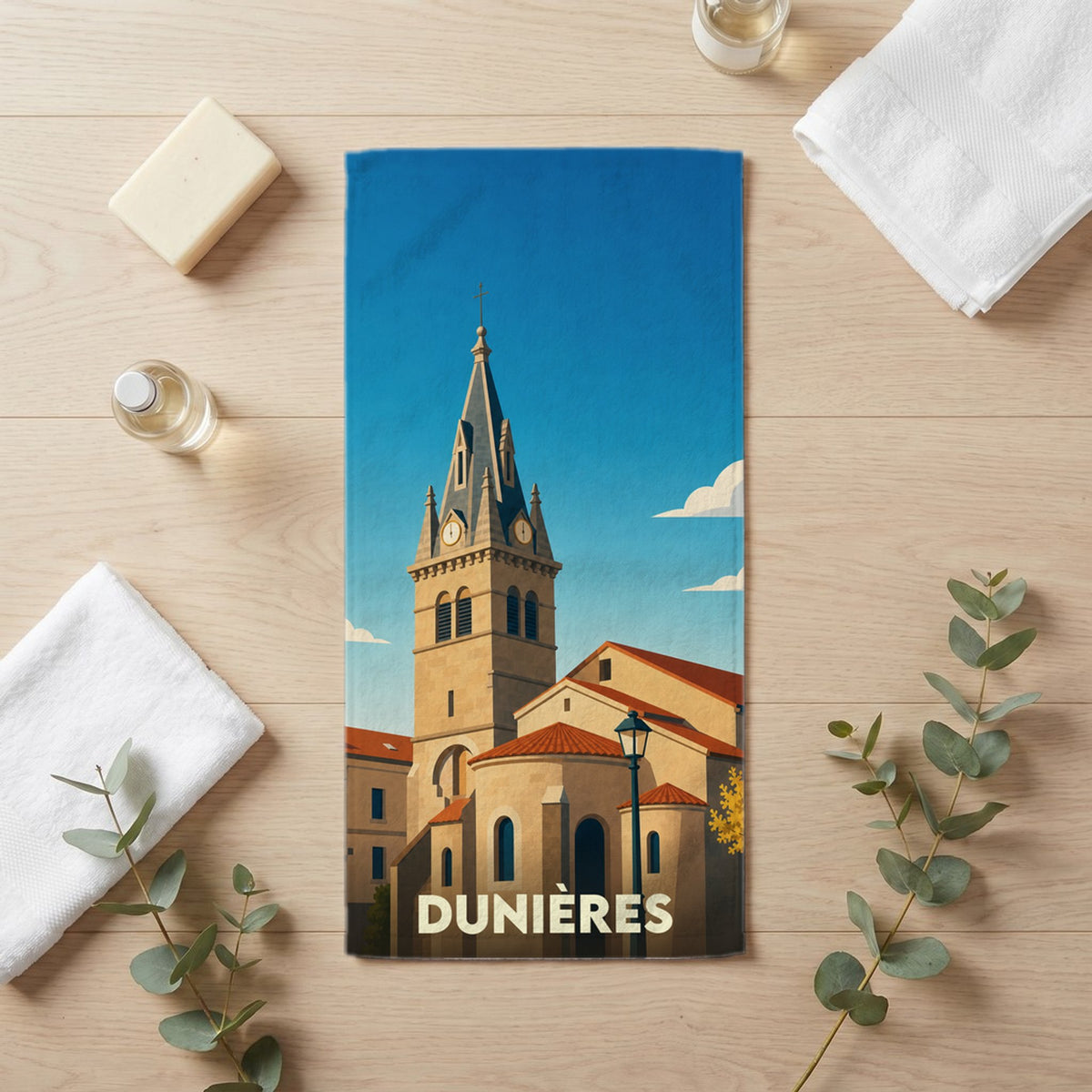 Serviette de bain 30 cm x 60 cm souvenir de Dunières