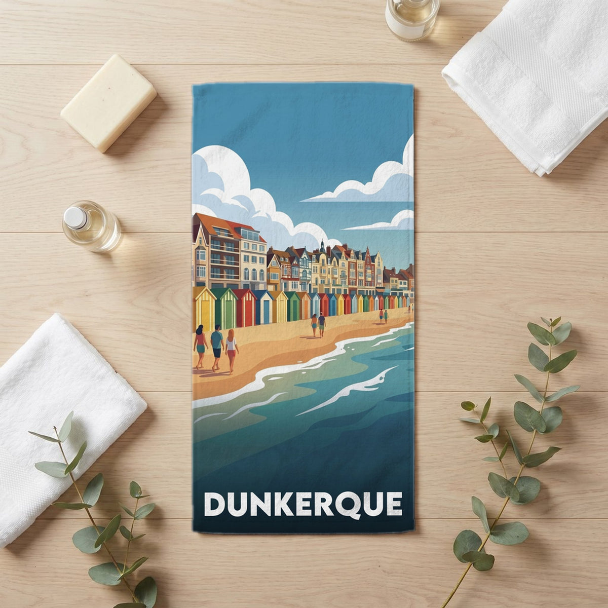 Serviette de bain 30 cm x 60 cm souvenir de Dunkerque