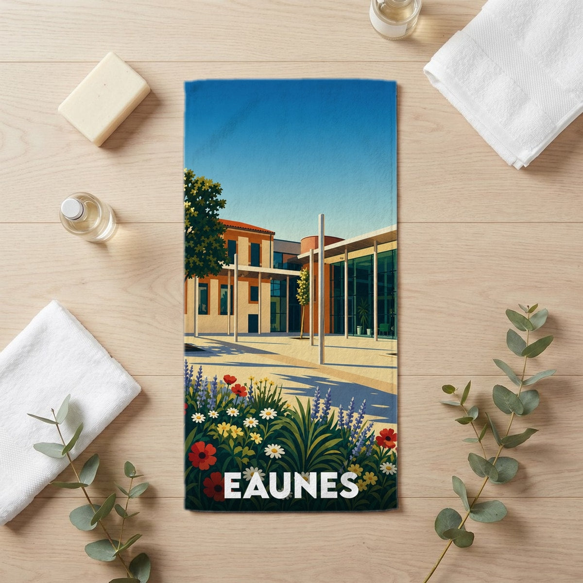 Serviette de bain 30 cm x 60 cm souvenir de Eaunes