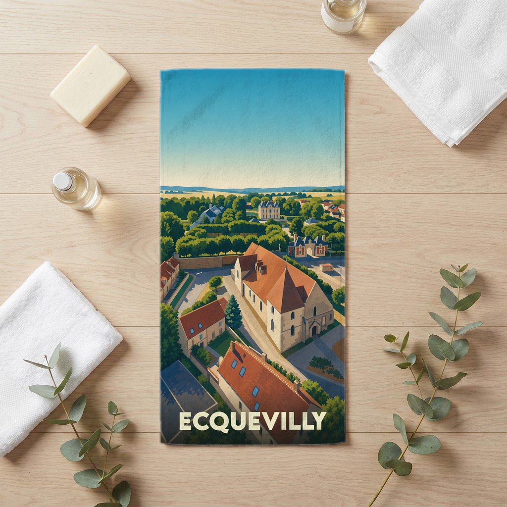 Serviette de bain 30 cm x 60 cm souvenir de Ecquevilly