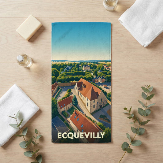 Serviette de bain 30 cm x 60 cm souvenir de Ecquevilly