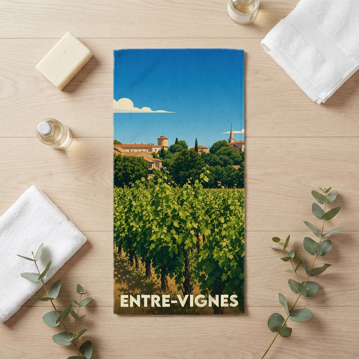 Serviette de bain 30 cm x 60 cm souvenir de Entre-Vignes