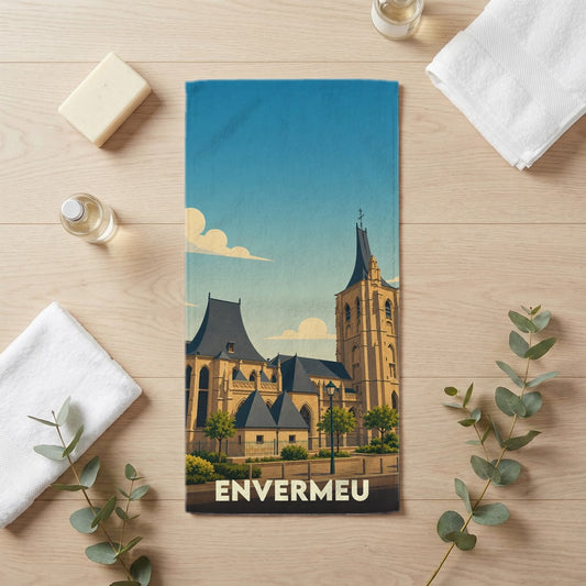 Serviette de bain 30 cm x 60 cm souvenir de Envermeu