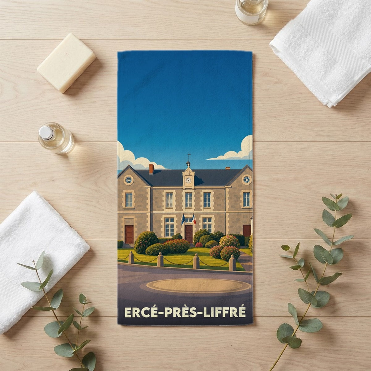 Serviette de bain 30 cm x 60 cm souvenir de Ercé-près-Liffré