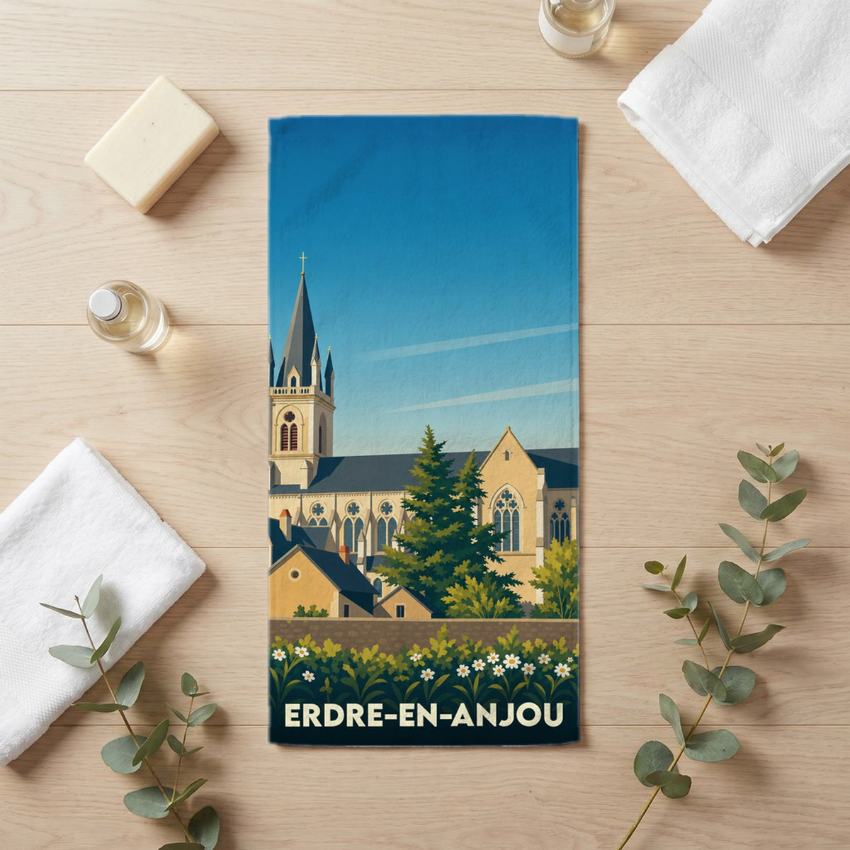 Serviette de bain 30 cm x 60 cm souvenir de Erdre-en-Anjou