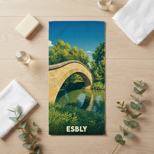 Serviette de bain 30 cm x 60 cm souvenir de Esbly