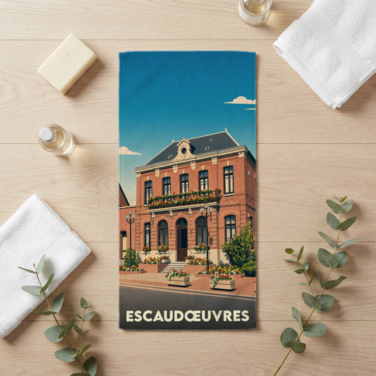 Serviette de bain 30 cm x 60 cm souvenir de Escaudœuvres