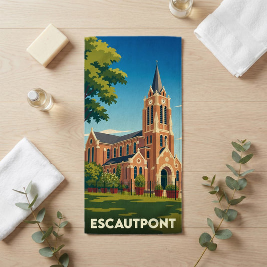 Serviette de bain 30 cm x 60 cm souvenir de Escautpont