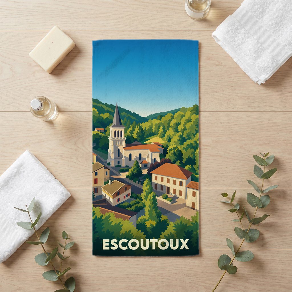 Serviette de bain 30 cm x 60 cm souvenir de Escoutoux