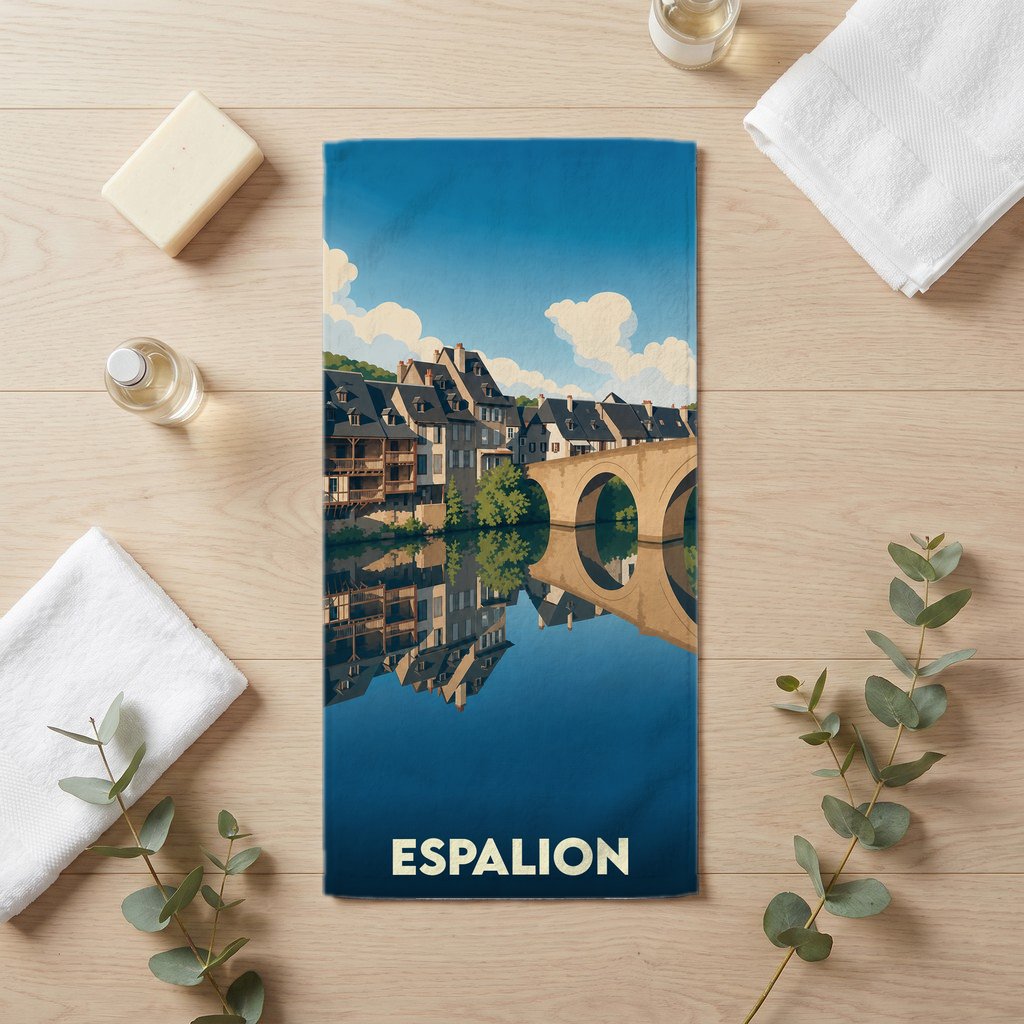 Serviette de bain 30 cm x 60 cm souvenir de Espalion