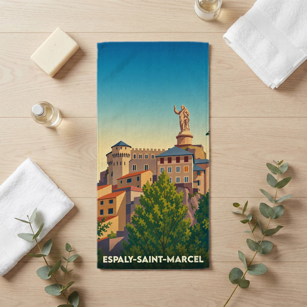 Serviette de bain 30 cm x 60 cm souvenir de Espaly-Saint-Marcel