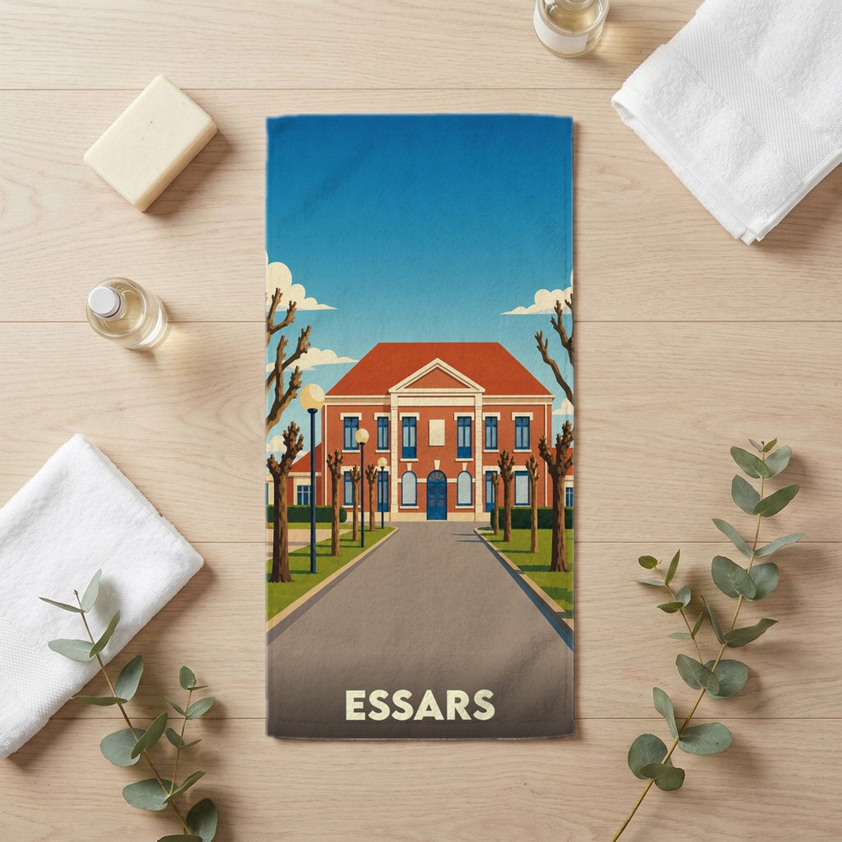 Serviette de bain 30 cm x 60 cm souvenir de Essars