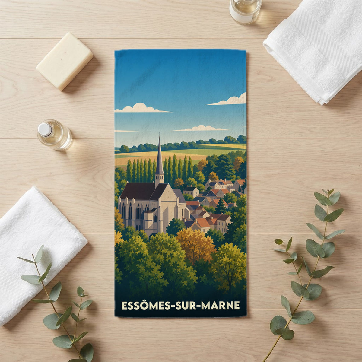 Serviette de bain 30 cm x 60 cm souvenir de Essômes-sur-Marne
