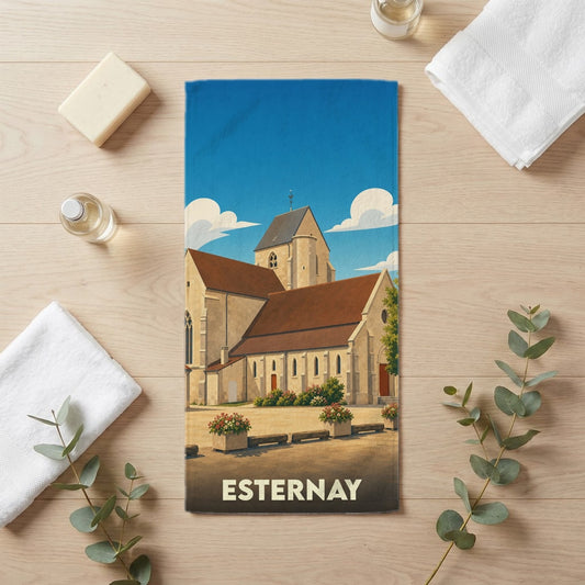 Serviette de bain 30 cm x 60 cm souvenir de Esternay