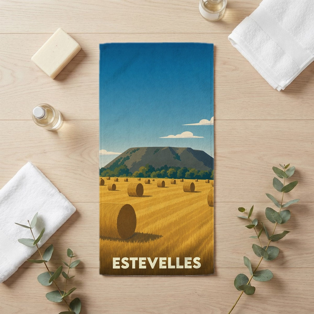 Serviette de bain 30 cm x 60 cm souvenir de Estevelles