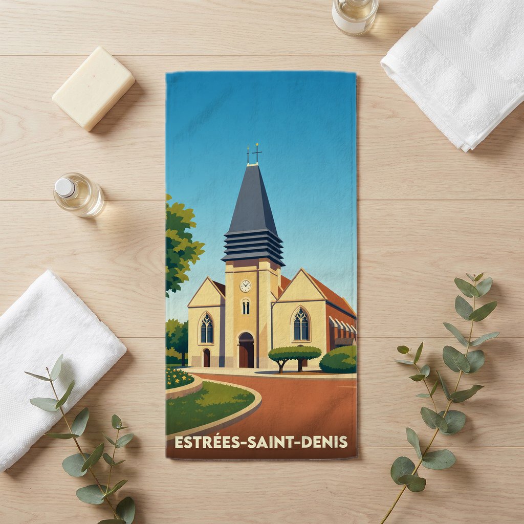 Serviette de bain 30 cm x 60 cm souvenir de Estrées-Saint-Denis