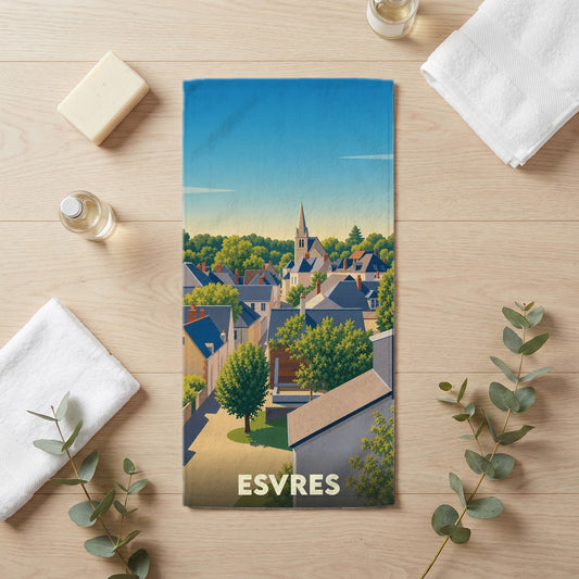Serviette de bain 30 cm x 60 cm souvenir de Esvres