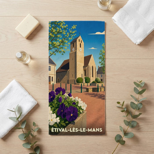 Serviette de bain 30 cm x 60 cm souvenir de Étival-lès-le-Mans