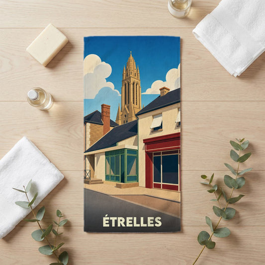 Serviette de bain 30 cm x 60 cm souvenir de Étrelles