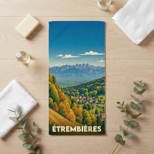 Serviette de bain 30 cm x 60 cm souvenir de Étrembières
